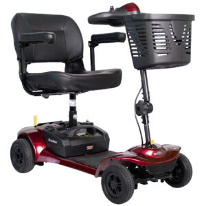 Red 2026 Merits Roadster 4 with black seat and front basket