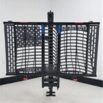 Wheelchair Carrier US208 Patriotic Electric Lift folded in stowaway position showing laser cut American flag deck